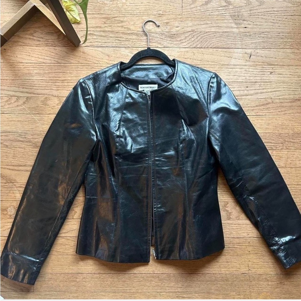 Vintage Genuine Leather Black Zip Up Jacket
